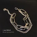 Elegant silver-toned layered link bracelet featuring sparkling pave zircon accents - 25. Rhinestone Double-layer Bracelet
