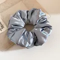Elegant light blue satin scrunchie with high elasticity for versatile hair styling - Scrunchie / Blue
