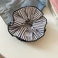 Large black and white striped hair scrunchie with elegant bow tag and high elasticity - Scrunchie / Black