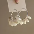 Vintage-style hoop earrings featuring elegant creamy marble beads in a retro design. - Big Hoop Marble Pattern Style (4#) / White