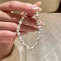 Elegant French vintage pearl bracelet with sparkling pavé beads for women fashion jewelry - Rhinestone Spacer Bead Elastic Style / 6mm / Pink