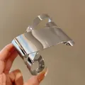 Elegante brazalete de metal plateado minimalista con un diseño de torsión único - Estilo Entrelazado Retorcido de Tres Capas (84#) / Plateado