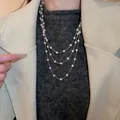 Elegant vintage multi-layer pearl necklace long sweater chain for autumn and winter - Triple Layer Gold Style (7#) / Gold-Pearl 6mm
