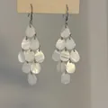 Vintage white resin petal tassel earrings with silver hooks for an elegant look - Multi-layer Teardrop Pendant Style (31#) / White