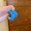 Vintage style blue resin hoop earrings with red polka dot pattern, SKU product view - Retro Polka Dot C-Shaped Earrings (84#) / Blue (Red Polka Dots)