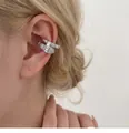 Elegant silver snake-shaped ear cuff with sparkling pavé cubic zirconia crystals - Full Rhinestone Snake Style Ear Cuff (Left Ear-29#) / Silver