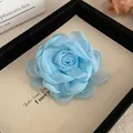 Elegant mint blue fabric flower hair clip accessory designed in a romantic vintage style - 20# Duckbill Clip / Blue