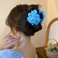 Elegant blue orchid flower hair claw clip for stylish women's romantic updo hair styles - 29# Claw Clip / Medium / Blue