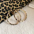 Boucles d'oreilles créoles dorées avec un motif imprimé léopard vraiment élégant - Style Grande Créole Léopard (7#)