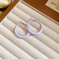 Créoles minimalistes en métal violet clair avec finition mate dans un écrin à bijoux - Style Petite Créole (18#)