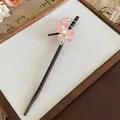 Handcrafted elegant cherry blossom wooden hair stick accessory for traditional Hanfu style - Pink Sakura Style (HH6014)