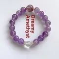 Elegante bracciale in perle di ametista viola con cristallo sfaccettato e dettagli oro - Stile 27 (WB419) / Viola