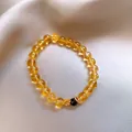 Elegante bracciale vintage con perle di cristallo sole dorato, agata rossa e ciondoli gioielli - 8mm / Giallo