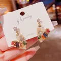 Colorful crystal heart earrings with S925 silver needle, elegant fashion jewelry for women. - Heart Style (21#)