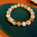 Elegante bracciale in cristallo di pietra del sole con distanziatore in cristallo CZ lucido - Stile 64 (WB419) / Oro/Giallo