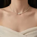 Elegant baroque pearl pendant necklace on a delicate silver-tone chain for women's fashion - Necklace Style 42