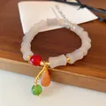 Elegant New Chinese style bamboo-shaped bead bracelet featuring colorful gourd pendants - Silver White Gourd Style (38#)