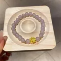 Elegant light purple glass beaded bracelet with a delicate gold flower pendant - Style 88 / Gray