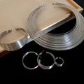 Elegant silver multi-layer wire jewelry set including necklace bracelet and earrings - 4-Piece Set (Necklace Bracelet Earrings Ring) / Silver