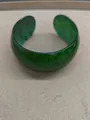 Emerald green marbled acrylic open cuff bracelet with a glossy finish for women - Green