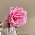 Elegant pink rose flower hair clip with soft layered petals for a gentle romantic style. - Pink Velvet Texture Rose (52#) / 52# Duckbill Clip - Pink