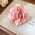 Anello aperto con fiore di seta rosa in stile dolce per vacanza al mare - Anello Aperto a Fiore / Rosa