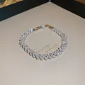 Sparkling silver-toned double row zircon tennis bracelet with elegant luxury finish - Double Row Tennis Style (41#)