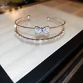 Elegant rose gold plated butterfly bangle with sparkling cubic zirconia stones. - Butterfly Double Layer Style (61#)