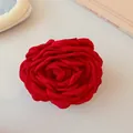 Elegant vibrant red fabric rose flower hair claw clip for women's hairstyle decoration - Rose Hair Claw / Red