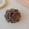 Sophisticated fabric rose hair claw clip in a stylish brownish-grey textured finish - Rose Hair Claw / Khaki