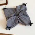 Chic black and white checkered gingham scrunchie featuring four decorative small black bows - Houndstooth Bowknot Style (29#)