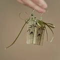 Elegant New Chinese style bamboo ink painting earrings with green silk ribbon bows - Hook Style / Green