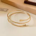 Μινιμαλιστικό χρυσό μεταλλικό βραχιόλι με διπλή σπείρα και υφή - Διπλό Σπειροειδές Σχέδιο (50#) / Χρυσό