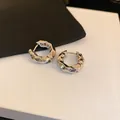 Eleganti orecchini a cerchio in argento con pieghe irregolari in stile francese moderno - Cerchio Irregolare Ondulato Corrugato (37#) / Argento
