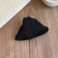 Minimalist black fabric triangle hair claw clip with stylish white polka dots - 31# Claw Clip / Black