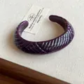 Vintage purple resin open cuff bracelet with irregular geometric marbled patterns - Style 36