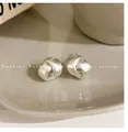 Orecchini a cerchio a C a strati irregolari minimalisti in argento opaco da donna - Cerchio a C Irregolare Smerigliato Opaco (61#) / Argento