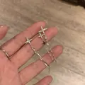 Eleganti orecchini a nappa in argento con stelle in zircone, stile francese, a mano - Stile Stella Asimmetrico Argento (11#)