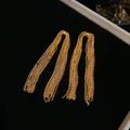 Eleganti orecchini pendenti a nappa lunga in catena di perle dorate per donna - Stile Placcato Oro Vero (36#)