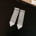 Eleganti orecchini a nappa lunga in argento con zircone scintillante per lo stile - Paillettes Argento Placcate Oro Vero (46#)