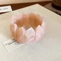 Detailed view of fashionable peach pink marbled resin chunky link bracelet with swirled patterns - Pink (13#)