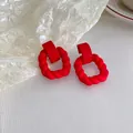Fashionable red twist hoop earrings for women with an elegant matte finish design - Twisted Loop Design Style (30) / Red