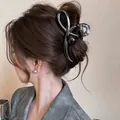 Elegant metallic cross hair claw clip with black bead accent for stylish bun hairstyles - 1# Cross with Black Bead