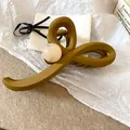 Stylish matte mustard yellow cross hair claw clip with luxury marble bead decor - 8# Matte Finish with Patterned Bead