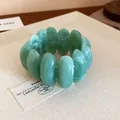 Elegant green marbled oval resin bracelet with unique artistic texture and simple design - Green (31#)
