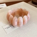 Elegant pink marbled oval resin bracelet with minimalist stretch design for women - Pink (32#)