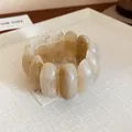Fashionable beige marbled oval bead bracelet with a niche designer aesthetic - Light Coffee (34#)