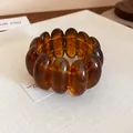Chunky amber marbled oval beaded stretch bracelet for women fashion jewelry - Dark Coffee (35#)