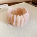 Elegant pale pink marbled resin oval bead bracelet for women - Pink (44#)