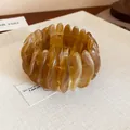 Minimalist vintage amber marbled resin elliptical stretch bracelet for women accessory - Coffee (45#)